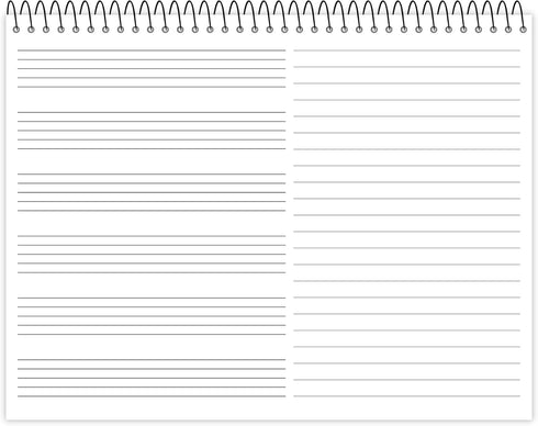 ROARING SPRING Descant Spiral Music Notebook, Unique Staff & Wide Ruled Multi-Format Manuscript, 11" x 8.5" 64 Pages, Top Bound, Heavy 20lb White ...