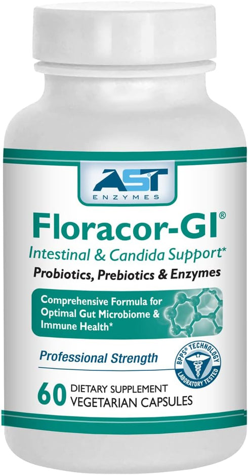 Floracor - Supports Gut & Intestinal Health - Premium Probiotic, Prebiotic and Enzyme Formula - 60 Vegetarian Capsules...