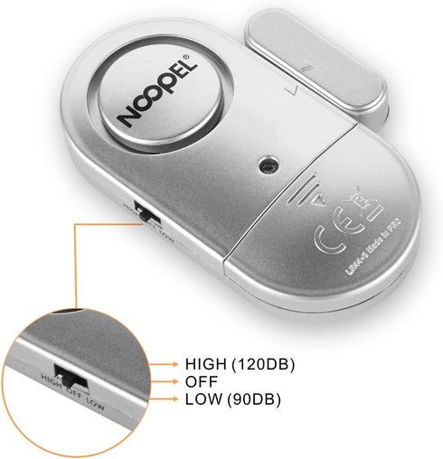 Door Window Alarm 2 Pack, New Version with Two Volume Levels,NOOPEL Burglar Intruder Entry Alarm for Kids Toddlers Indoor Personal Safety...