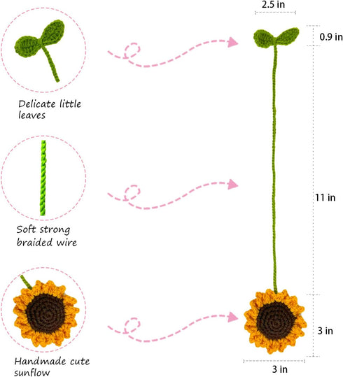2 Pieces Handmade Sunflower Car Accessories Sunflower Pendants Car Mirror Hanging Accessories...