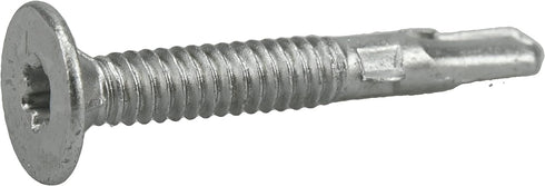 Premium Self-Drilling Metal Screws, Epoxy Coated Steel, Wafer Head Wood to Metal Winged Point Screws, Silver, #10 x 1-7/16 inches, Box of 68 Screw...