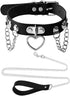 Soft Leather Choker Collar with Chain Leash Set Heart Pendant Necklace for Womens Pet Dogs Cats Unique Gifts...