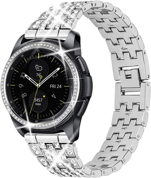 Dsytom Compatible with Samsung Galaxy Watch 42mm Band Women+ Bezel, 20mm Jewelry Watchband & Bezel Ring Cover Diamond Strap Bracelet for Galaxy Wa...
