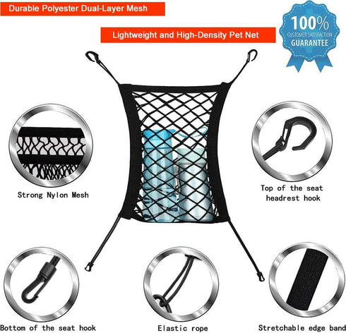 Car Dog Barrier,Dog Car Net Barrier,Pet Barrier,Auto Safety Mesh Organizer,Safety Car Divider for Children and Pets,2 Layer...