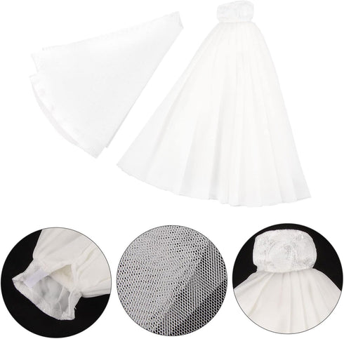 Doll Wedding Dress Doll Wedding Veil Small Doll Dress Doll Princess Outfits Dress Outfit with Veil Queen Costumes Princess Costume Cascade Bridal ...