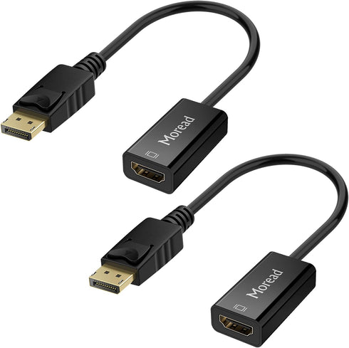 DisplayPort (DP) to HDMI Adapter, 2 Pack, Gold-Plated Uni-Directional Display Port PC to HDMI Screen Converter (Male to Female) Compatible with HP...