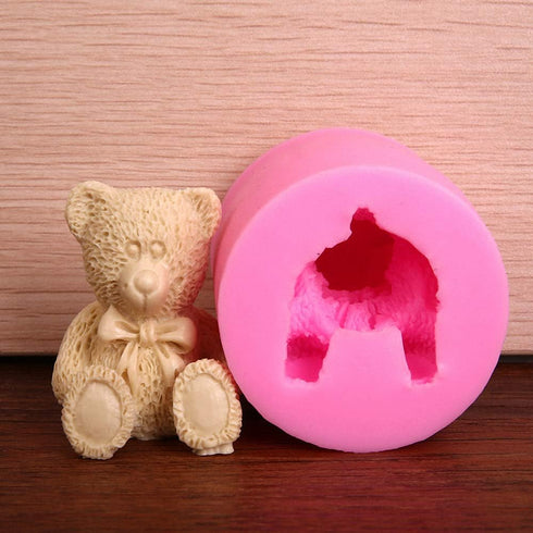 2Pcs 3D Baby Bear Silicone Candle & Soap Teddy Bear Chocolate & Candy Mold...