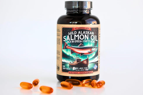 Wild Alaskan Salmon Fish Oil Omega 3 Supplement by Kwee-Jack Fish Co. | 120 Softgels 1000mg Salmon Oil | Anti-inflammation Brain Heart Joint Healt...