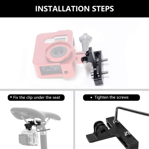 Bicycle Saddle Rail Camera Mount Bike Seat Mount for GoPro Hero 11/10/9/8/7/6/5s/5/4s/4/3+ Campark AKASO DJI OSMO Action Cameras Accessories(Black...