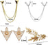 TFYU 4 Pcs Deer Head Double Link Chains, Gold Stud, Retro Hollow Pattern and Angle Triangle Tassels Collar Pins Brooch Clip Pin Brooches Shirt Col...