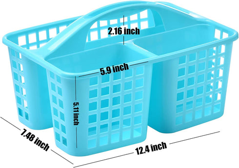 ALINK Plastic Shower Caddy Basket with Compartments, Portable Divided Cleaning Supply Storage Organizer with Handle for College Dorm Bathroom -Blu...