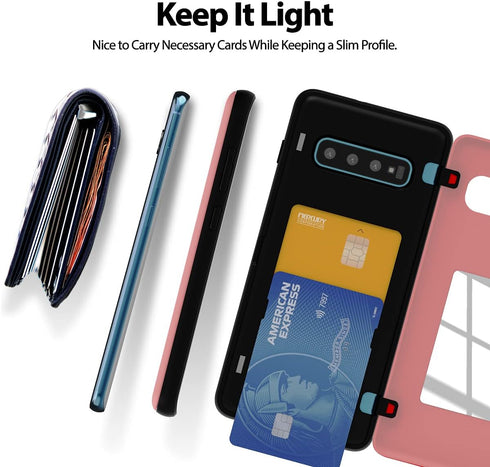 GOOSPERY Galaxy S10 Plus Wallet Case with Card Holder, Protective Dual Layer Bumper Phone Case (Pink)...