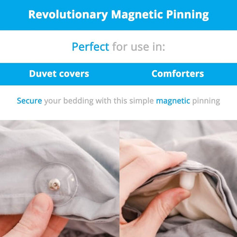 DuvetComforter Strong Magnetic Fasteners with Key (Comforter GripsDuvet Cover ClipsMagnetic Duvet ClipDuvet Donuts (1 Set or 4 - Enough for 1 Bed)...