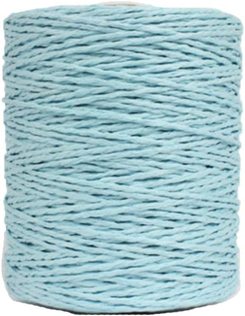 Natural Cotton Rayon Raffia Yarn Light Blue Crochet Summer Sun Hat Beach Bag Yarns, Straw Knitting Materials,280 Meters/306 Yards...