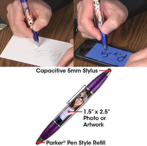PixStylus 2 in 1 Personalized Pen and Stylus Combo - DIY – Just Insert a Photo or Create Your Own Custom Insert Online - Multicolor 6 Pack...