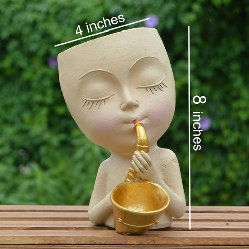 Face Planter Pot Head Planter, Small Plant Pots Indoor Flower Pots, Plant Pot Succulent Pots, Boho Vase with Drainage, Bust Statue Planters for Ho...