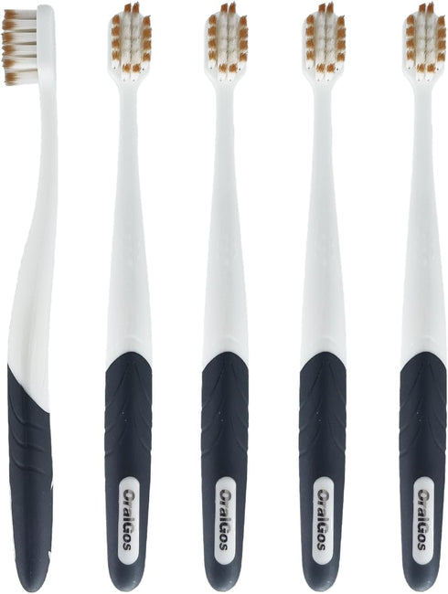 Soft Toothbrush, Ultra Fine Tapered Bristles for More Effective Plaque Removal, Extra Soft Toothbrushes for Adults, 5pcs...