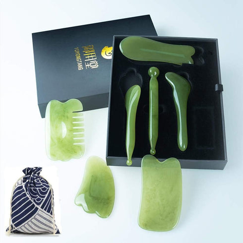 7 Pieces Gua Sha Scraping Massage Tool,Natural Resin GuaSha Tool Massage Tools Set for Face Back and Neck Release,Reduce Muscle Pain,with Storage ...