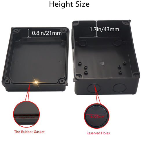 Electrical Box, Outdoor Waterproof Box IP65 Junction Box with Reserved Holes,ABS Plastic Project Box Power Cord Enclosure Black 5.9 x 4.3 x 2.8 in...