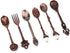 Fdit 6Pcs/Set Vintage Carved Coffee Spoon Teaspoon Retro Zinc Alloy Dessert Coffee Tableware Spoons Cutlery Kitchen(Red Bronze)...