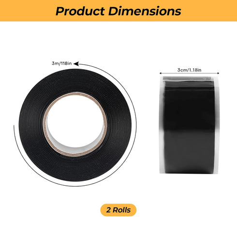 2 Rolls 1in(W) X 10ft(L) Seal Self Fusing Silicone Tape for Outdoor Antenna Coax & Electrical Cables, Plumbing Hose Repair Tape, Waterproof Tape, ...