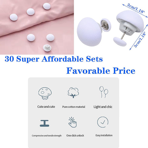 30 Pcs Duvet Pins Comforter Pins Curtain Pins Duvet Clips Affordable Sets,Use as Duvet Donuts,Curtain or Drape Pins,or to Secure Upholstery (White...