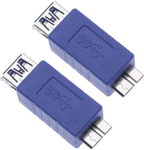 2 Pieces USB 3.0 Female to Micro B Male Adapter USB A Female to Male Micro B Plug Changer Coupler Connector Short Converter Adaptor for Computers,...