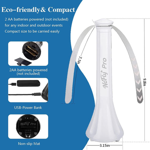 Nofly Pro Fly Fans for Tables 4 Pack for Outdoor or Indoors USB or Batteries Powered Fly Repellent Swatter Fan, Shoo Away Fly Bug Fan for Picnic, ...