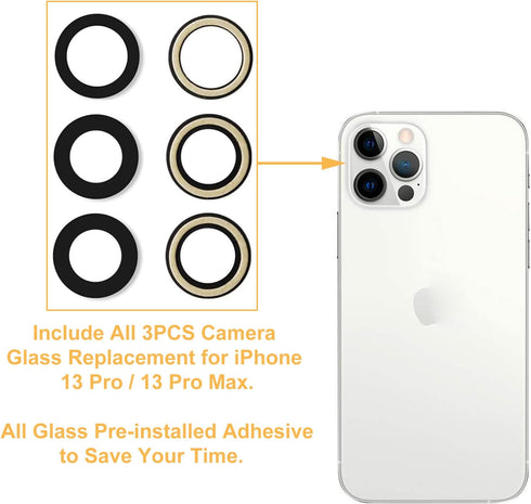 Back Rear Camera Glass Lens Replacement for iPhone 13 Pro and iPhone 13 Pro Max with Reparing Tool...