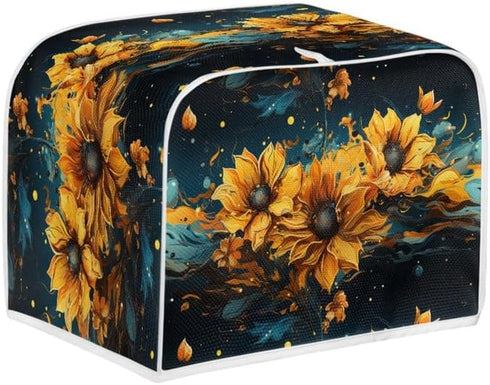 2 Slice Toaster Cover Splash Oil Painting Sunflower Plus Size Toaster Dust Cover Microwave Oven Cover Dust and Fingerprint Protection (14x14")2PCS...