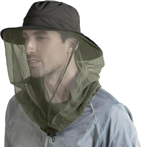 Fishing Hat Sun Protection Hat Mosquito Head Net for Outdoors Bucket Hat with Hidden Net Mesh...