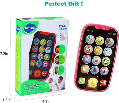 HOLA Toys for 1 Year Old Girl Gifts Baby Cell Phone, Baby Toys 12-18 Months Baby Phone Toy Lights Music Play Kids Phone for Toddlers Baby Girl Toy...