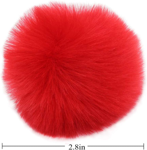 SUSULU Red Fluffy Faux Fur Pom Poms Pompoms with Tiny Loop Ball Crafts Holiday Pom Poms Balls DIY Keychain Supplies Party Decorations Hats Shoes G...