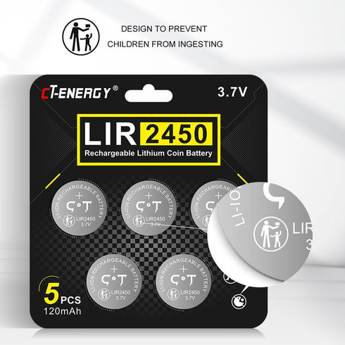 Rechargeable 2450 Batteries 10 Pack 3.7V Rechargeable CR2450 Lithium Coin Button Battery...