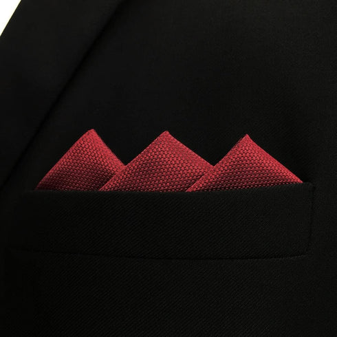 S&W SHLAX&WING Solid Color Red Burgundy Wedding Silk Matching Pocket Square Large...