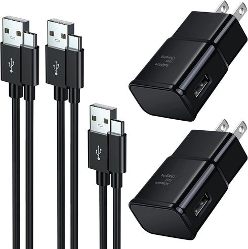Type C Charger Fast Charging, 2 Pack Adaptive Fast Charger USB C Android Phone Wall Charger Block with 6FT+6FT+1.5FT Charge Cable for Samsung Gala...