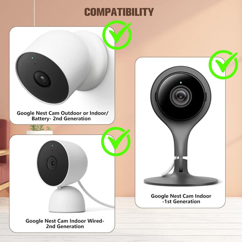 2Pack Metal Corner Wall Mount Compatible with Google Nest Cam Outdoor or Indoor/Battery or Wired-2nd Generation, 300° Rotation Adjustable Bracket ...