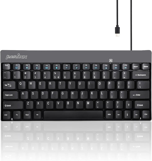 Perixx PERIBOARD-422 Wired USB-C Mini Keyboard, USB Type C Connector, Black, US English Layout...