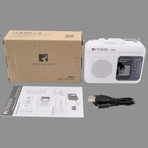 Retekess TR606 Cassette Tape Player, Cassette Player Recorder, Built-in Speaker, AUX/Microphone Jack, Support AUX Line in Record, AM FM Radio, Pow...