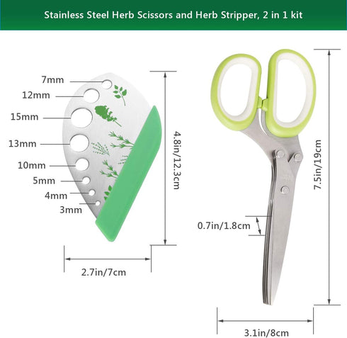 Herb Scissors Herb Stripper Set, Luxiv Stainless Steel Herb Cutter Tools 5-Blades Scissors with Herb Stripping Tool, Safe Cover, Cleaning Comb Mul...