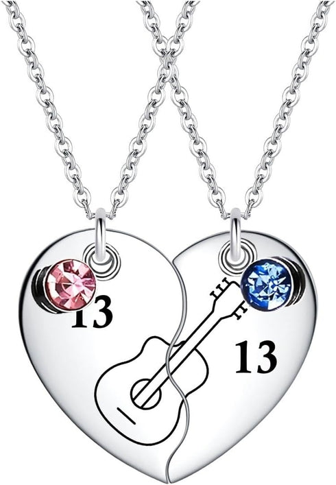 Friendship Necklace Gifts Matching Taylor Guitar Heart Pendant Best Friend Necklace BFF Necklace for 2 Women...