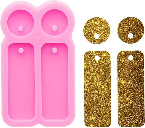 Shiny Glossy Round & Rectangle Earrings Mold Resin Silicone Molds for DIY Women Fashion Jewelry Resin Casting Molds Epoxy Resin Handmade Jewellery...
