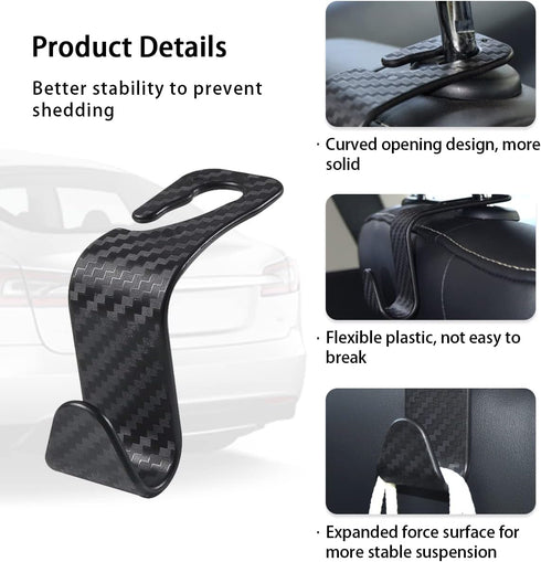 Car Seat Headrest Hooks, 4 Pack Auto Durable Backseat Hangers Storage Organizer, Universal Car Interior Accessories for Purse, Grocery Bags, Handb...