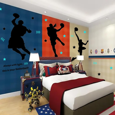 3D Basketball Player Wall Decals Decors for Boys Room,Basketball Slam Dunk Wall Decor for Boys Bedroom...