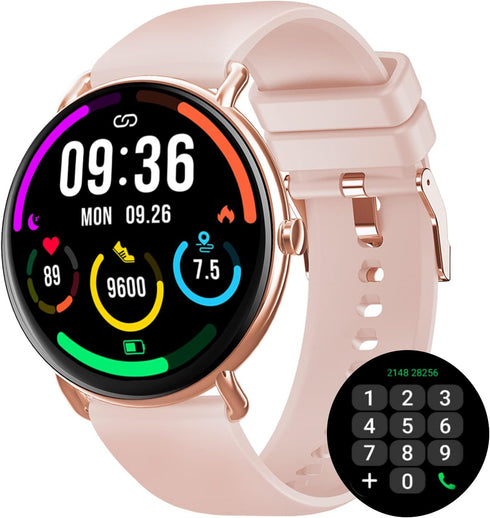 AMOLED Smart Watch (Answer/Make Call) for Women, With/Without Phone Mode, 1.43" Round Fitness Watch, Body Temperature Thermometer, Heart Rate, SpO...