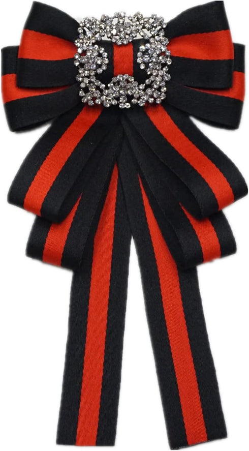 ladies girl bowknot bow tie suit shirt tie pins necktie pin brooch pre-tied ribbon brooches for Christmas (black/SR138)...