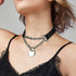 Goth Choker Necklaces for Women, Black Choker and Heart Padlock Day Collar with Key, Black PU Leather Choker Collar for Women...