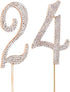 MAGJUCHE Gold 24" Crystal Cake Topper, Number 24 Rhinestones 24th Birthday Cake Topper, Men or Women Birthday or 24th Anniversary Party Decoration...