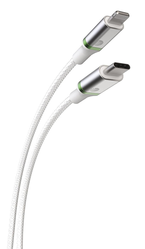 AT&T USB-C to Lightning Fast Charging Cable for Apple iPhone, iPad, Samsung Galaxy, and Google Pixel (White, 8 Ft)...