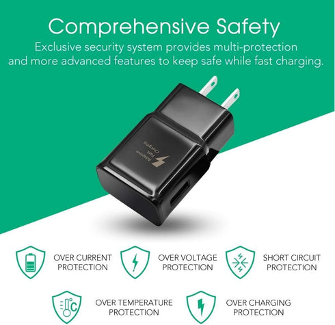 Samsung Adaptive Fast Charging USB Wall Charger Adapter for Samsung Galaxy s24 s23 s22 S21S10 S6 S7 S8 S9 / Edge/Plus/Active, Note 5 8, 9, Note 10...